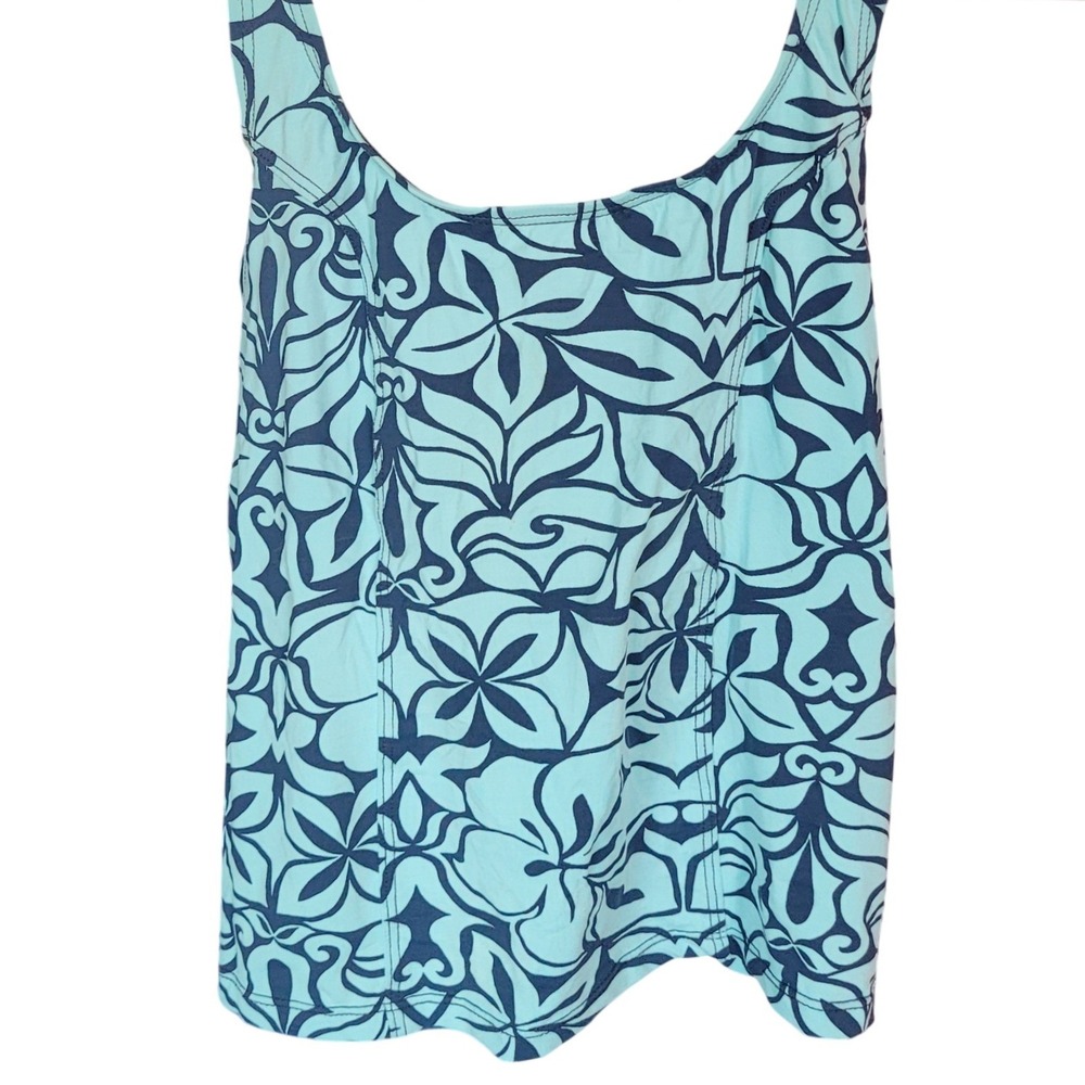 Title Nine Carve Designs Blue Tropical Floral Racerback Tankini‎ Swim Top Sma
